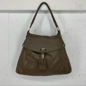 Onna Ehrlich Taupe Brown Tassel Pebbled Leather Shoulder Bag